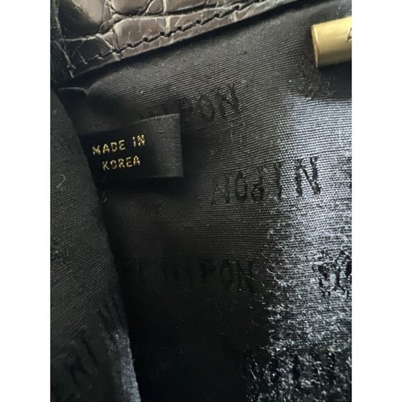 Vintage Albert Nipon Embossed Leather Crossbody Bag Black 7” x 6” - Picture 10 of 16